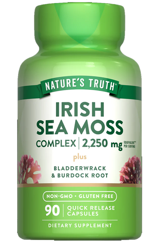 Irish Sea Moss Complex 2,250 mg with Bladderwrack & Burdock Root - 90 Quick Release Capsules Irish Sea Moss Complex 2,250 mg with Bladderwrack & Burdock Root - 90 Quick Release Capsules
